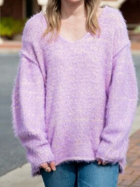 Free People fuzzy V-neck sweater
